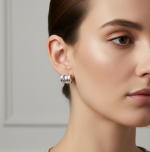 Load image into Gallery viewer, Sterling Silver Twirling Hoop Earrings 10mm
