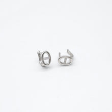 Load image into Gallery viewer, Sterling Silver Oval Cz Bar Earrings 12mm

