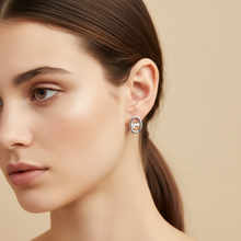 Load image into Gallery viewer, Sterling Silver Oval Cz Bar Earrings 12mm
