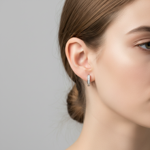 Load image into Gallery viewer, Sterling Silver Cz Huggie Earrings 2mm x 12mm
