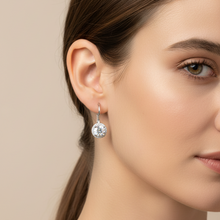 Load image into Gallery viewer, Sterling Silver Halo Cz Hanging Earrings 20mm

