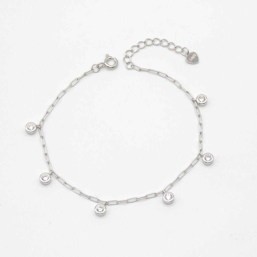 Link Cubic Zirconia Dangle Bracelet