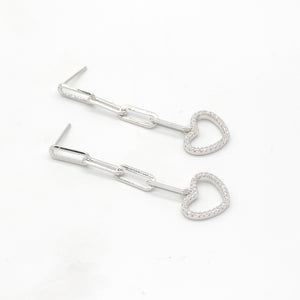 Dangle Heart Link Earrings