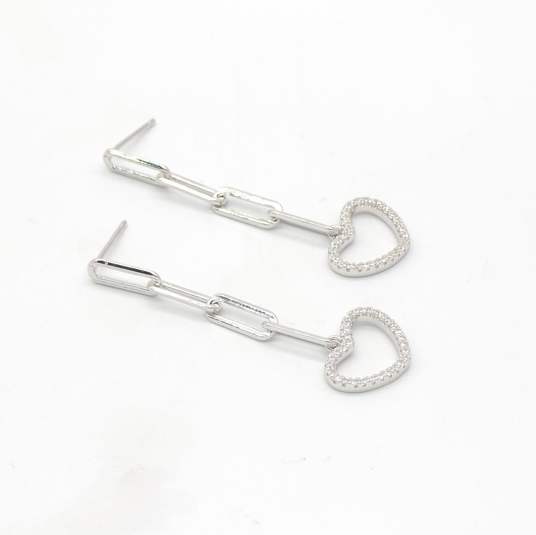 Dangle Heart Link Earrings