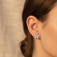 Load image into Gallery viewer, Sterling Silver Flower Cz Stud Earrings
