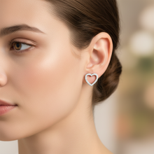 Load image into Gallery viewer, Sterling Silver Heart Cz Stud Earrings
