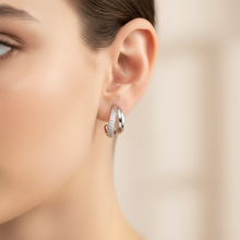 Load image into Gallery viewer, Sterling Silver Double Hoop Cz Earrings
