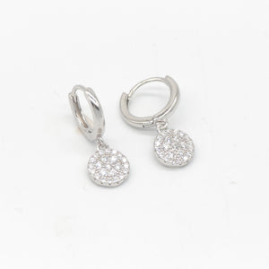 Pave Circle Huggie Earrings