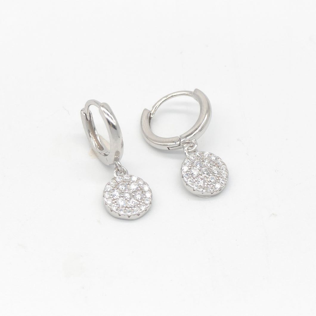 Pave Circle Huggie Earrings