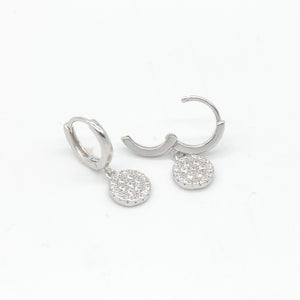 Pave Circle Huggie Earrings