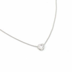 Box Chain Cz Heart Necklace