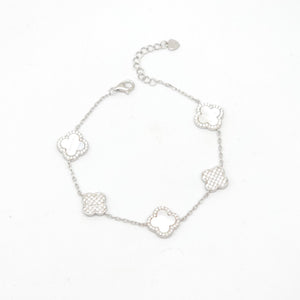 Mother of Pearl and CZ Clover Bracelet