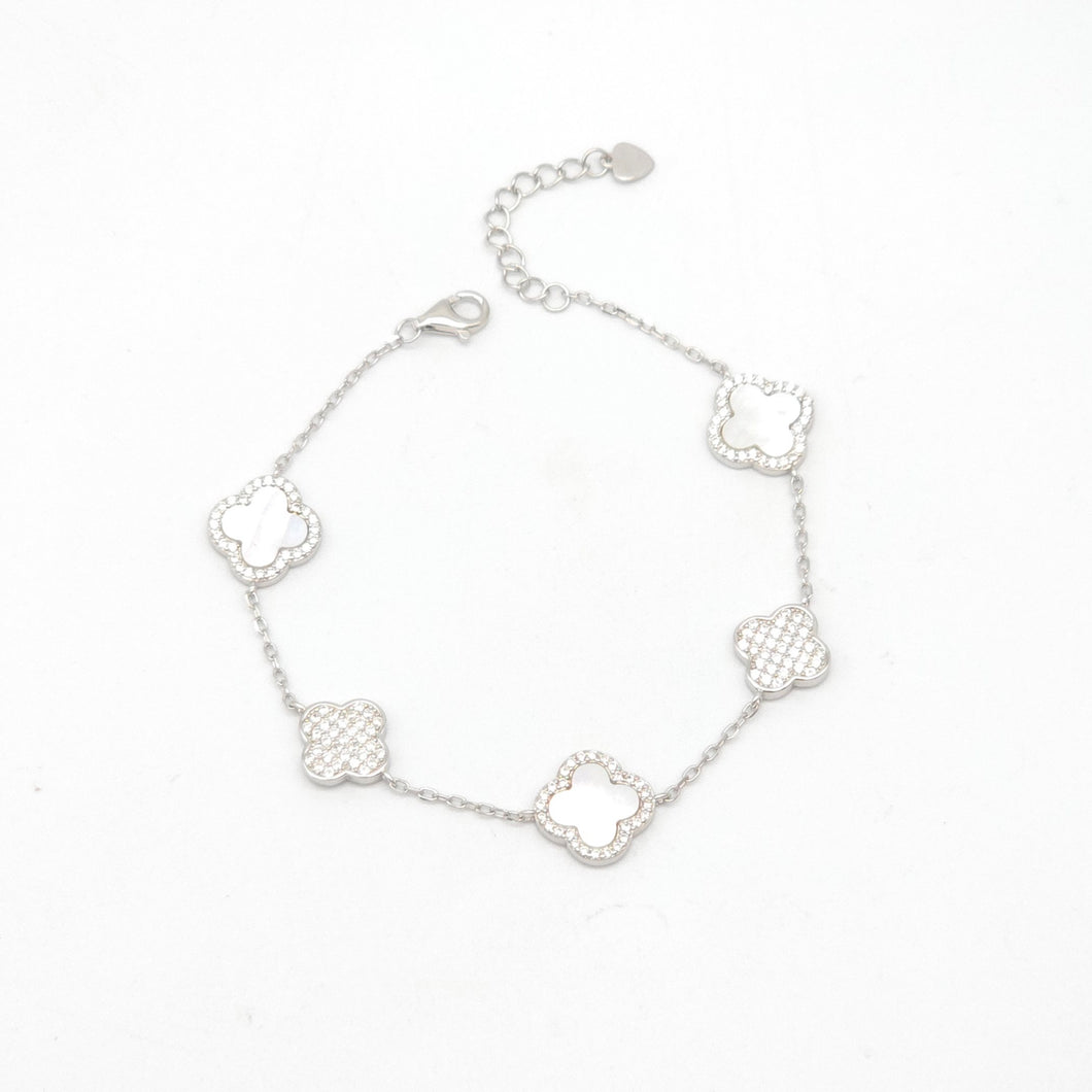 Mother of Pearl and CZ Clover Bracelet