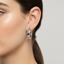 Load image into Gallery viewer, Sterling Silver Boxy Hoops 5mm x 24mm
