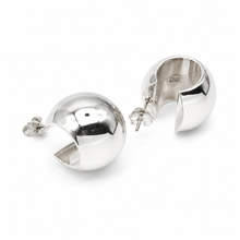 Load image into Gallery viewer, Sterling Silver Dome Hoop Earrings

