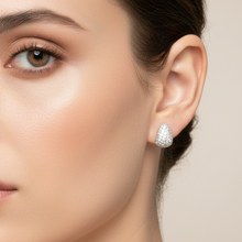 Load image into Gallery viewer, Sterling Silver Teardrop Cz Huggie Earrings
