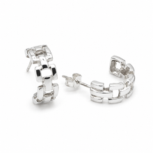 Load image into Gallery viewer, Sterling Silver 15mm Link Hoop Earrings
